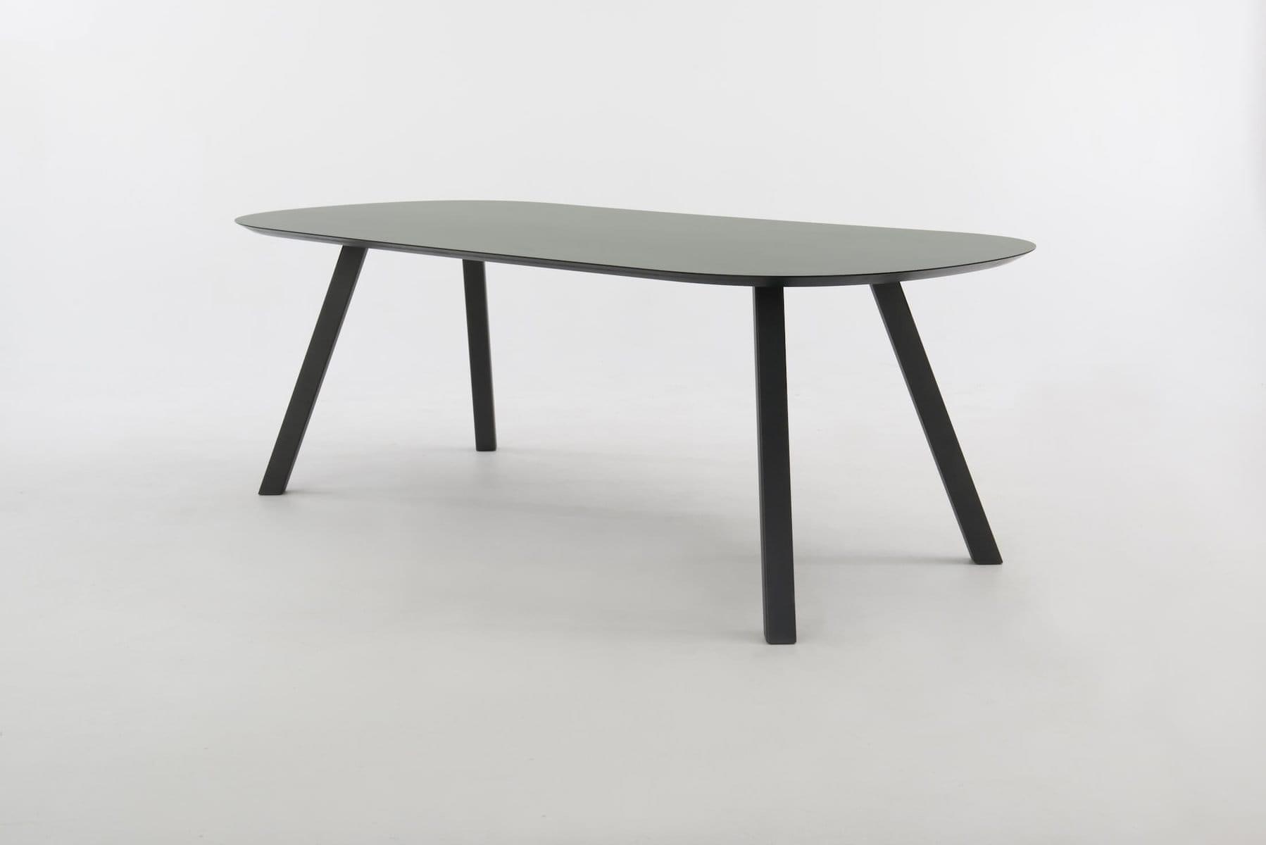 Hermano_HPL Zucchini_Plat ovaal, 220x100x75cm _onderstel TM100 antraciet
