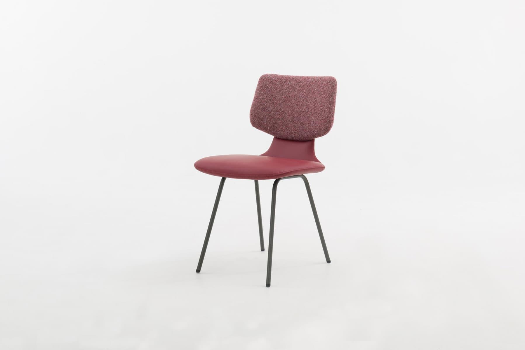 Rosa1_zitting leder azalee, rug society scarlet_ronde poot RAL7022 ombergrijs_zonder arm (1)