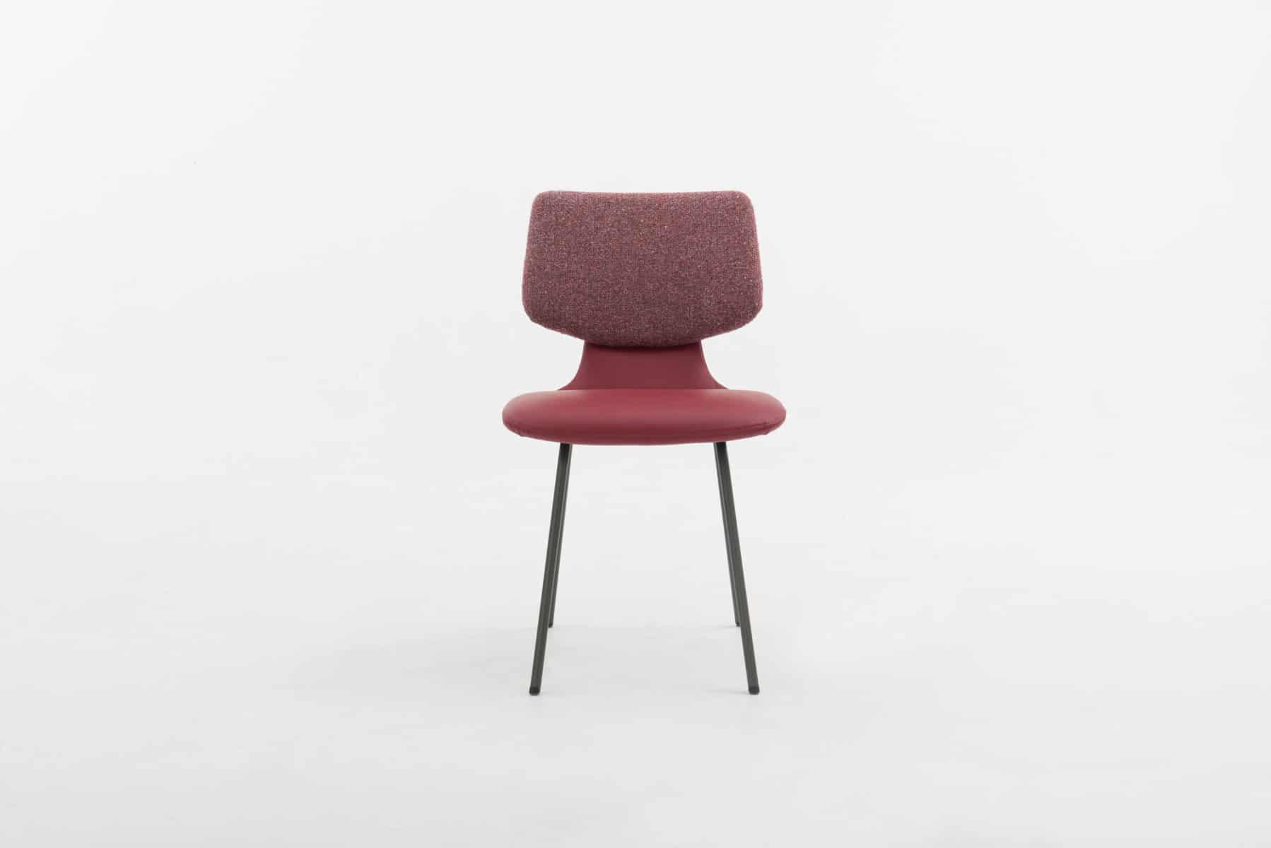 Rosa2_zitting leder azalee, rug society scarlet_ronde poot RAL7022 ombergrijs_zonder arm (1)